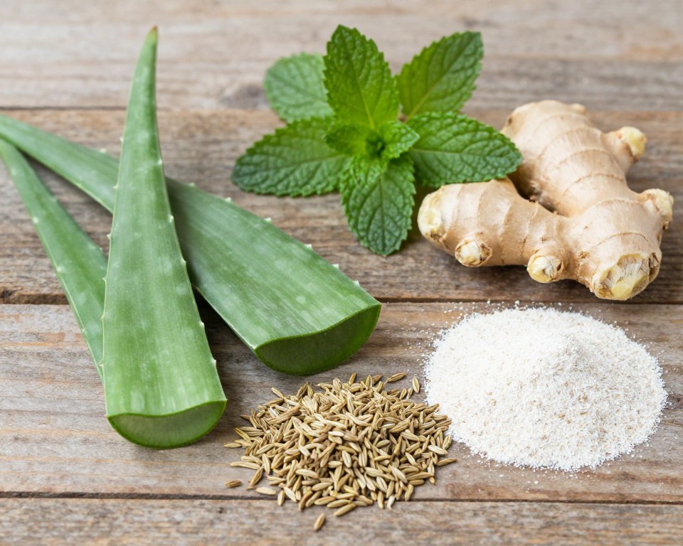 Aloe vera Pflanze und andere Heilkräuter für colon detox