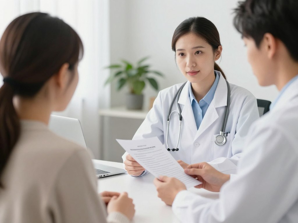 Arzt beantwortet Patientenfragen zur Behandlungssicherheit