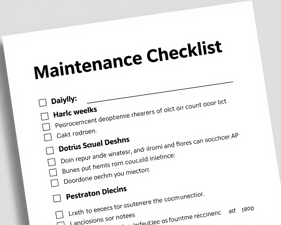 Maintenance schedule and checklist