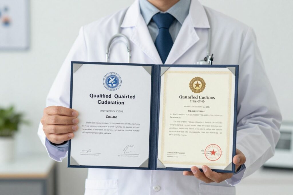 Medizinisches Fachpersonal mit Zertifikaten