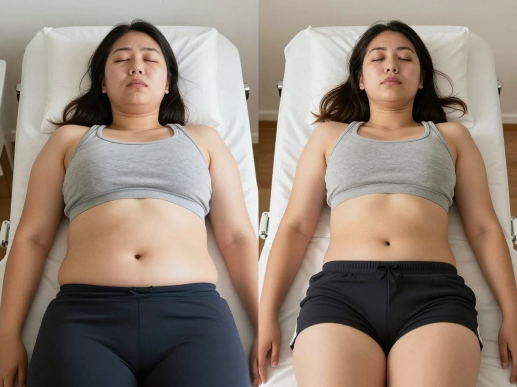Patient vor und nach Colon Hydrotherapie Behandlung