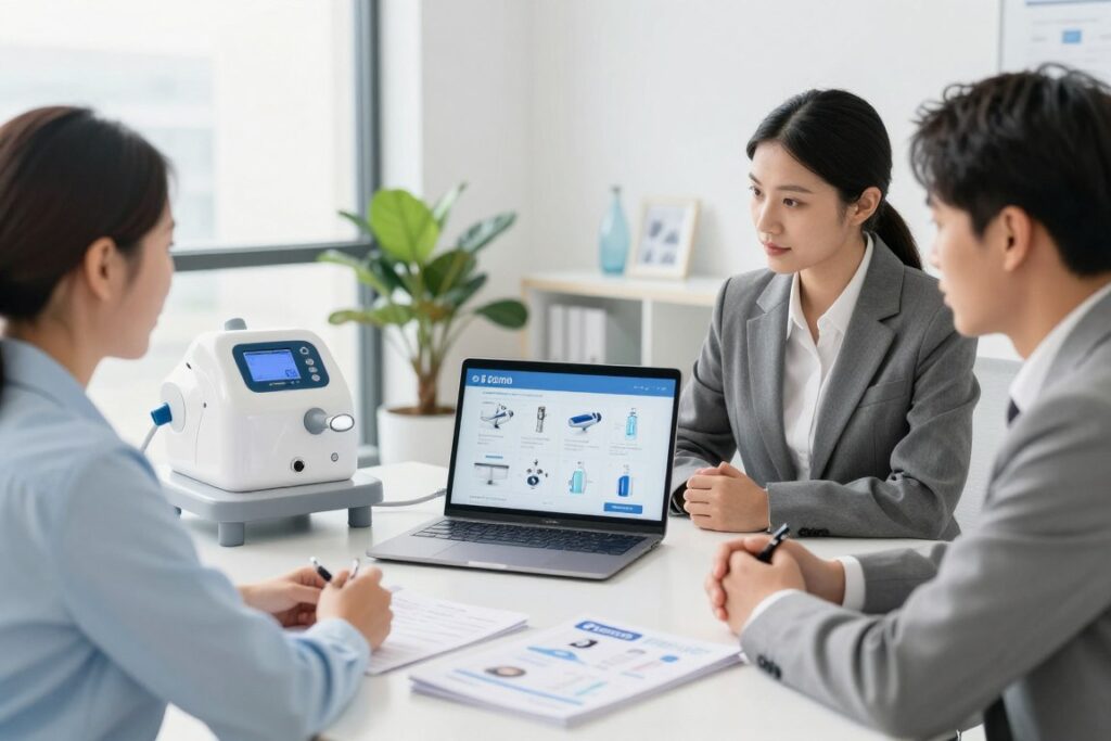 Professional consultation about colon hydrotherapy equipment and services