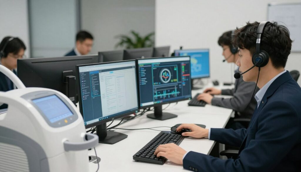 Technischer Support-Team für Colon-Hydrotherapie-Geräte bei Remote-Wartung