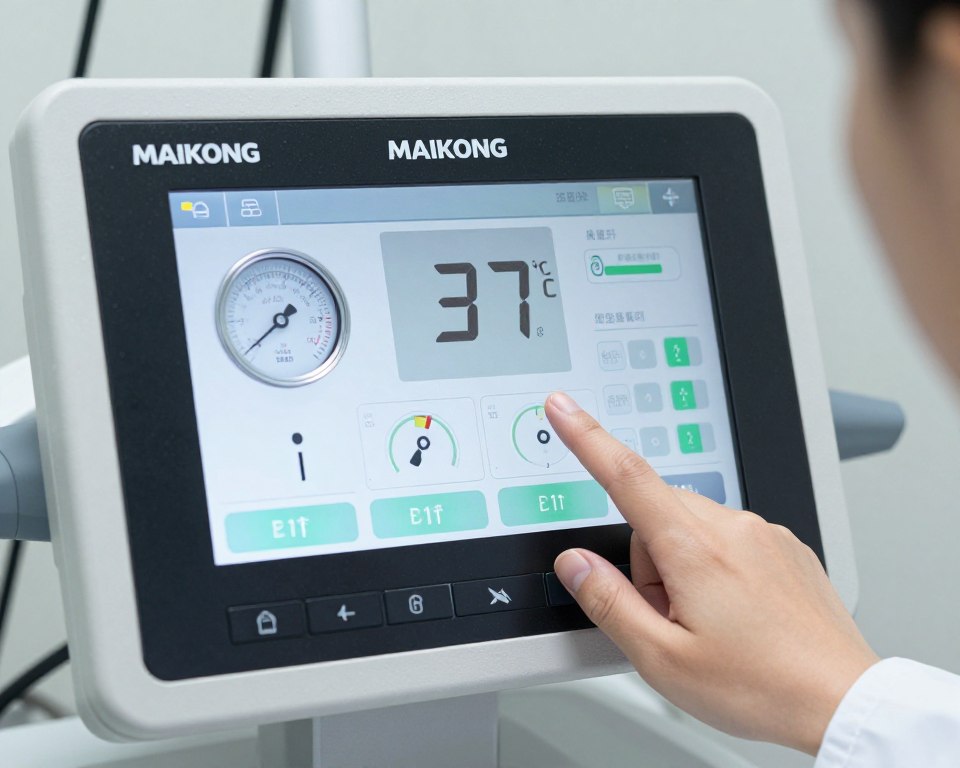 Touchscreen-Bedienfeld des MAIKONG closed system mit Temperatur- und Druckanzeige