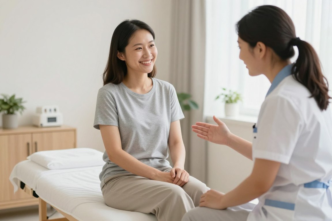 Zufriedene Patientin nach erfolgreicher Colon-Hydrotherapie-Behandlung