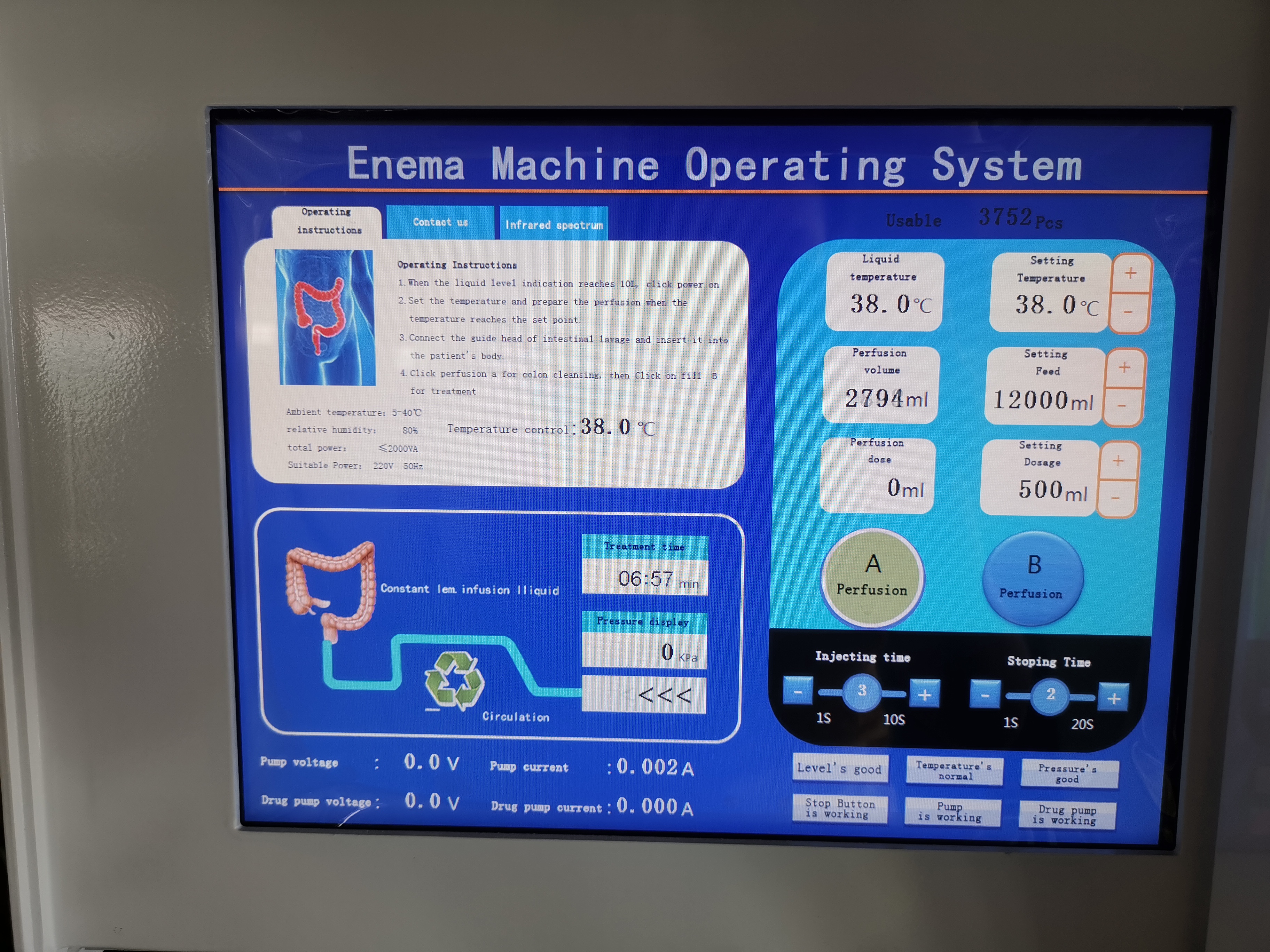colon hydrotherapy machine software interface