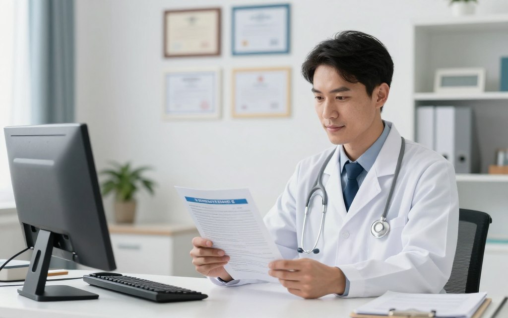 health center professional reviewing liability insurance coverage documents