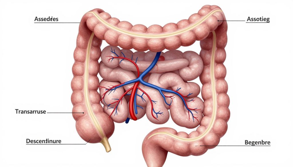 Colon Abschnitte - Detaillierte Darstellung von Colon ascendens, transversum, descendens und sigmoideum