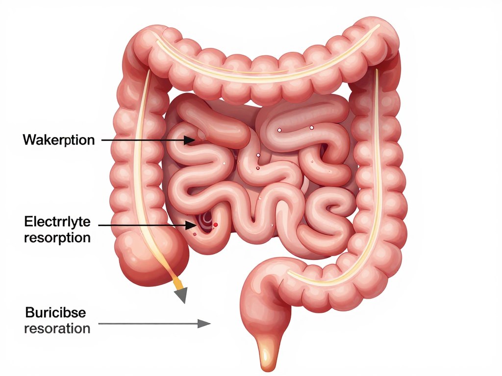 Colon Funktion - Darstellung der Wasserresorption und Elektrolytaufnahme im Grimmdarm