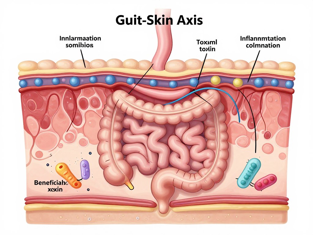Darstellung der Darm-Haut-Achse bei colon hydrotherapy acne Behandlung