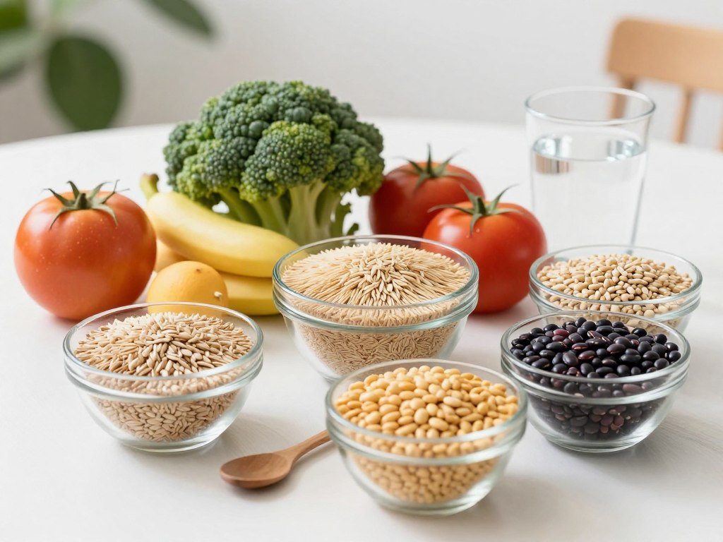 Gesunde Ernährung für Darmgesundheit - Ballaststoffreiche Lebensmittel und Wasser
